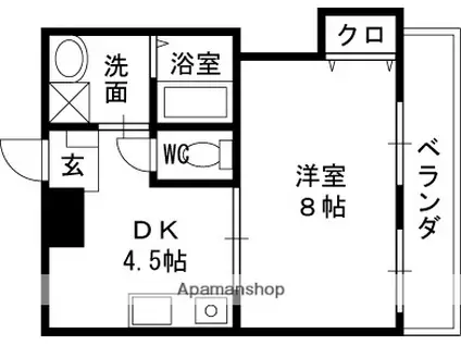 シティコート城北(1DK/2階)の間取り写真