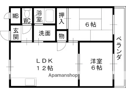 第2大和コーポ(2LDK/1階)の間取り写真
