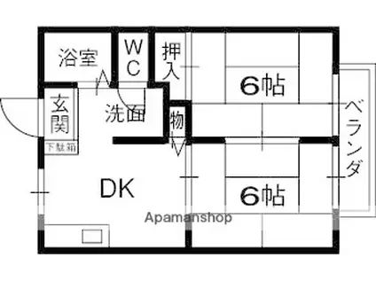 エクセレント高槻(2DK/2階)の間取り写真