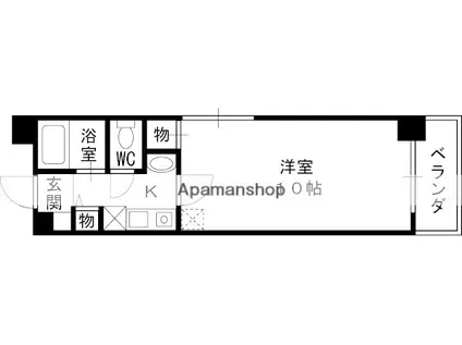 エレガンス白鳥(1K/4階)の間取り写真