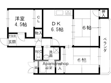 甲子園口サライ(3DK/2階)の間取り写真
