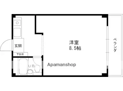 第一モギハイツ(1K/3階)の間取り写真
