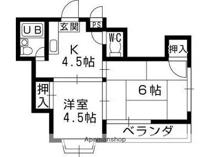 エムハイツ御幸(2K/1階)の間取り写真
