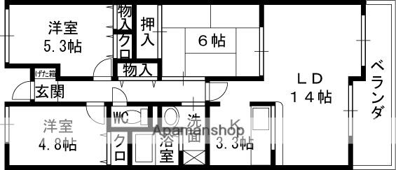 さくら館(3LDK/5階)の間取り写真