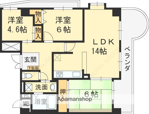 さくら館(3LDK/5階)の間取り写真