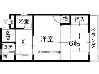 レジデンスパール(2K/1階)の間取り写真