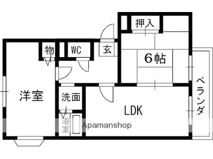 ヴィラヴェール(2LDK/2階)の間取り写真