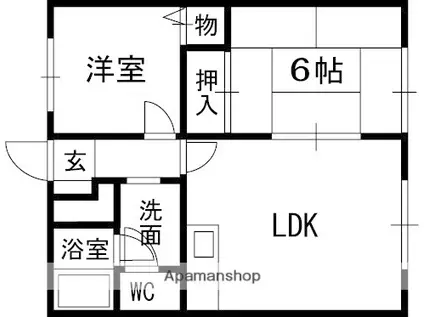 エスポワール(2LDK/1階)の間取り写真