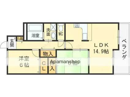 メロディーハイム守口5番館(2LDK/4階)の間取り写真