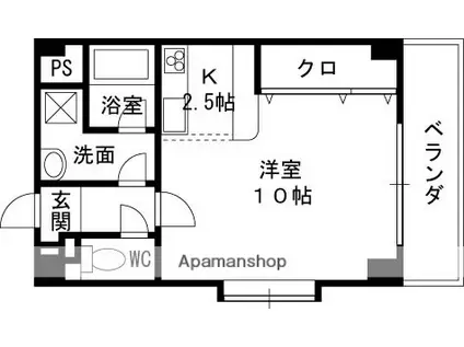 ヴィルフランシュ(1K/5階)の間取り写真
