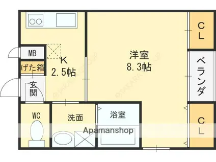 コート八重桜(1K/1階)の間取り写真