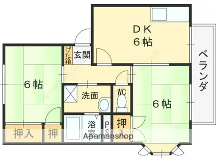 タウンコート守口(2DK/1階)の間取り写真