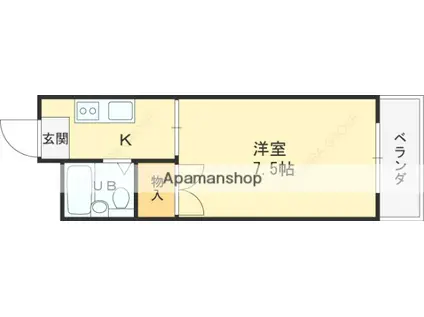マルエスマンション(1K/2階)の間取り写真