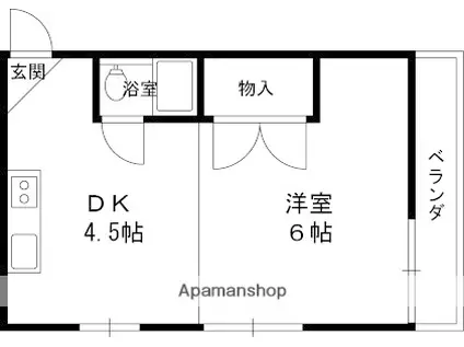 昭光マンション(1DK/4階)の間取り写真