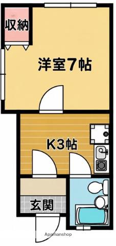 牧野パークハイツ(ワンルーム/1階)の間取り写真