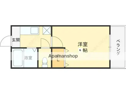 レフティ岡東(ワンルーム/4階)の間取り写真