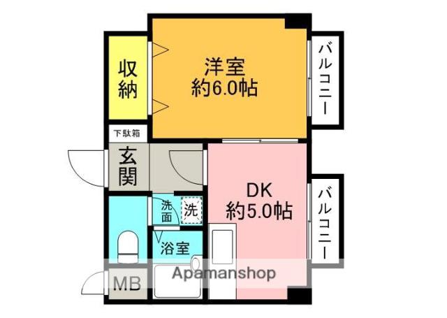 BELONG香里園(1DK/2階)の間取り写真