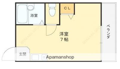 シャンテー中宮(1K/3階)の間取り写真