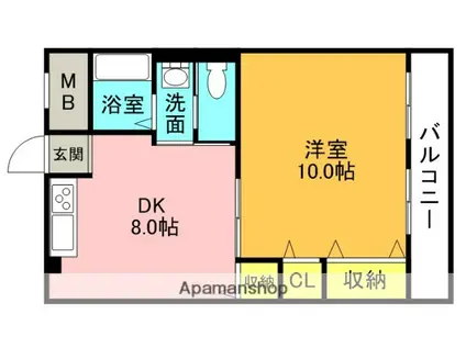 レオハイム津田(1DK/3階)の間取り写真