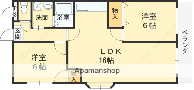 レオハイム津田Ⅱ(2LDK/2階)の間取り写真