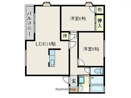 ハイム・ボナール(2LDK/1階)の間取り写真