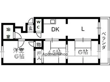 寿マンション(3LDK/1階)の間取り写真