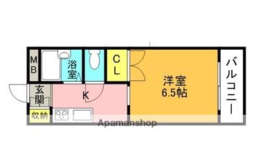 グリーンパレット小野(1K/1階)の間取り写真