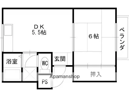 Mプラザ津田駅前5番館(1DK/2階)の間取り写真
