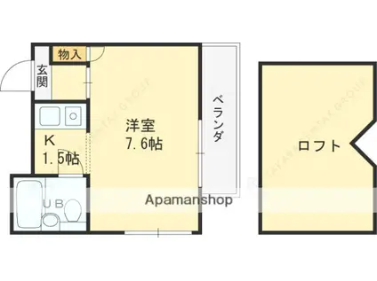 エムケイ6香里園(1K/5階)の間取り写真