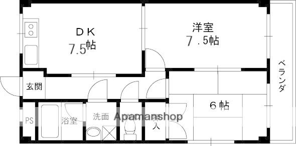 大塚ハイツ(2DK/3階)の間取り写真