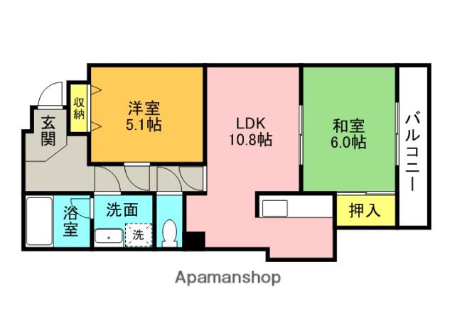 グリュイエール野田2号棟(2LDK/2階)の間取り写真