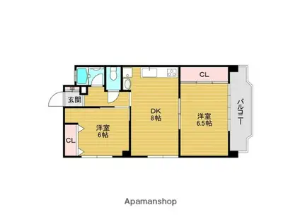 ツダフラット(2DK/3階)の間取り写真