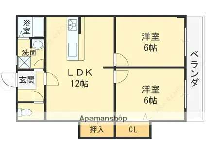 出口ローズハイツ(2LDK/3階)の間取り写真