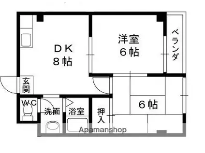 ロイヤルコート(2DK/4階)の間取り写真