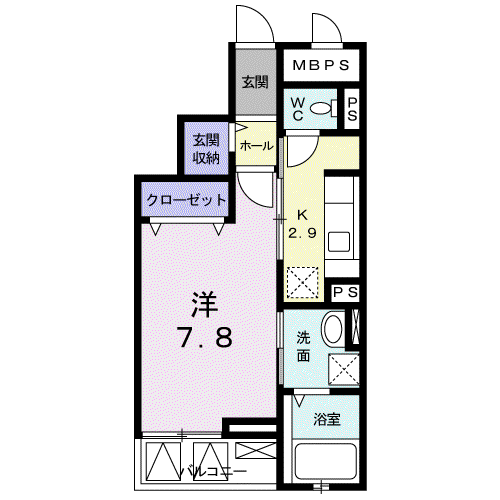 プログレNε(1K/3階)の間取り写真