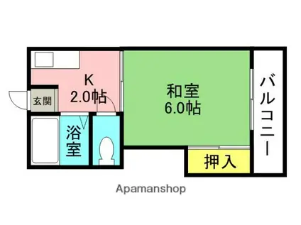 クレジール牧野B棟(1K/2階)の間取り写真