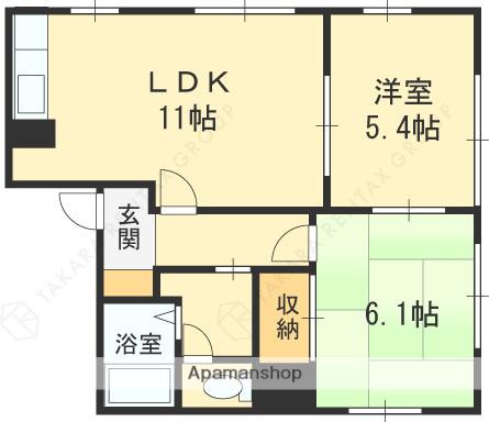 サンドーモB棟(2LDK/1階)の間取り写真