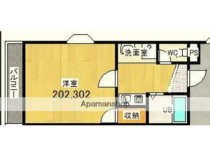 プレアール牧野(1K/3階)の間取り写真