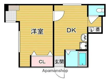 プレアール牧野(1DK/1階)の間取り写真
