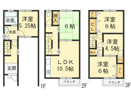 京阪電気鉄道京阪線 寝屋川市駅 徒歩36分 3階建 築29年(5LDK)の間取り写真