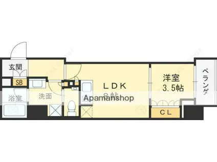 ザ・パークハビオ都島テラス(1LDK/13階)の間取り写真