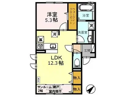 GRANDEL(1LDK/1階)の間取り写真