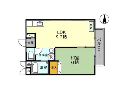 松下ハイツ(1LDK/1階)の間取り写真