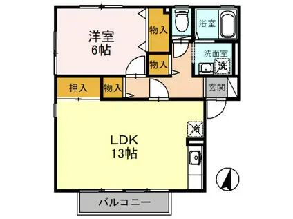 サニーウェル(2DK/2階)の間取り写真