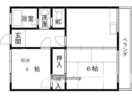 大森文化A棟(2DK/2階)の間取り写真