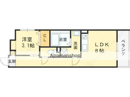 S-MOVE大阪鶴見(ワンルーム/4階)の間取り写真