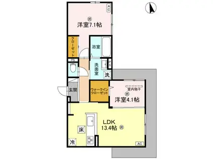 OKAYAMATE嘉平(2LDK/1階)の間取り写真