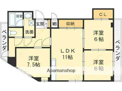 ティーアールマンション(3LDK/3階)の間取り写真