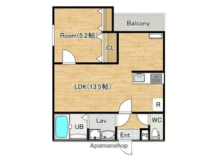 シエーナ楠葉ジェミオス(1LDK/1階)の間取り写真