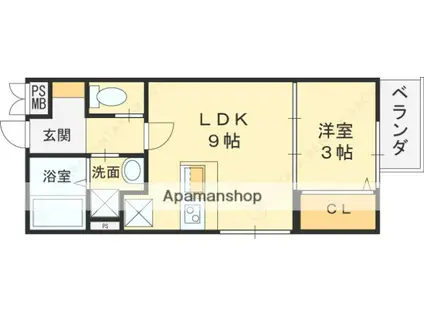 CHOU CHOU MAKINOSAKA(1LDK/1階)の間取り写真